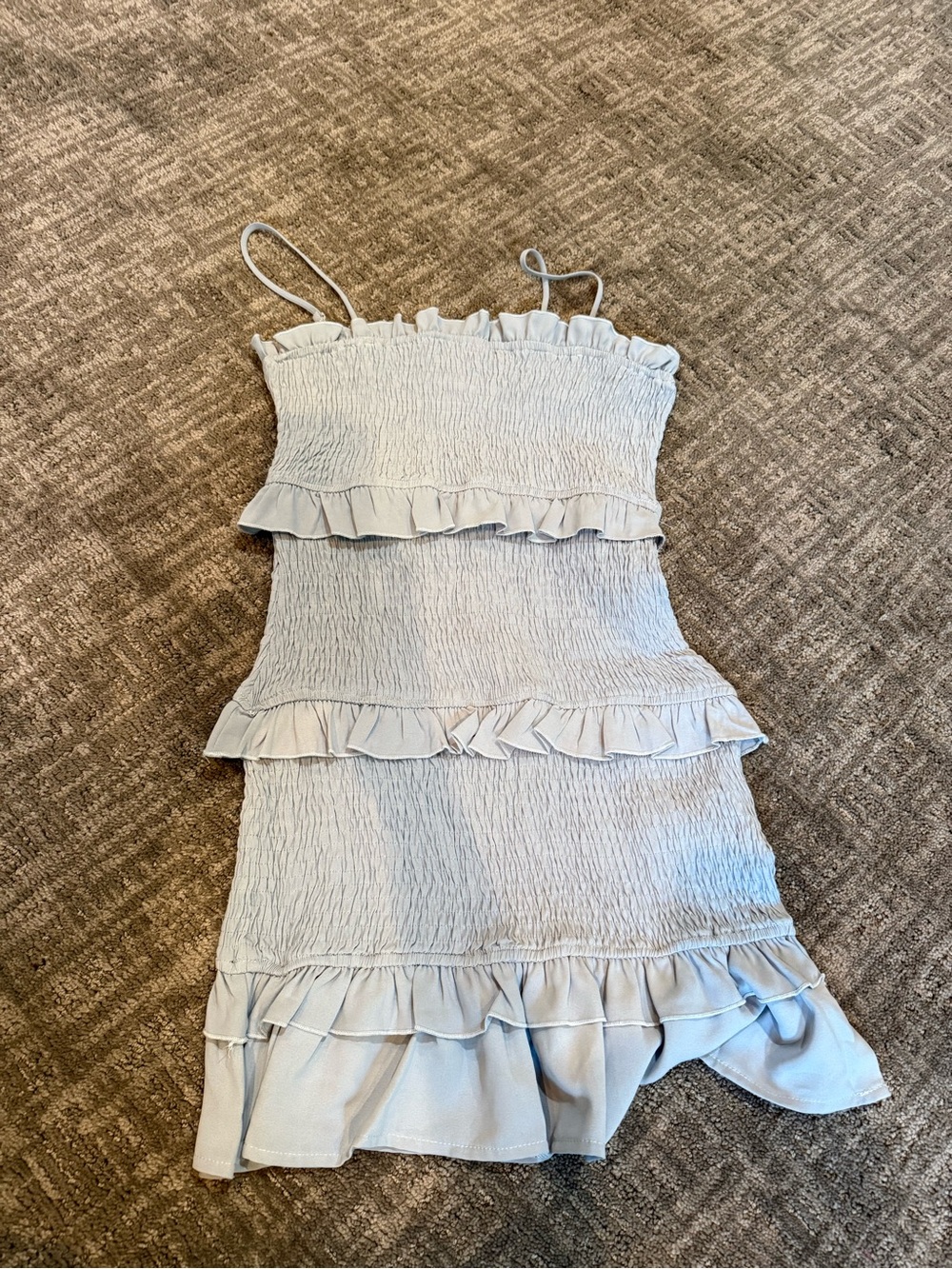 Hello Molly Light Blue Ruffle Mini Dress - Picture 1 of 4